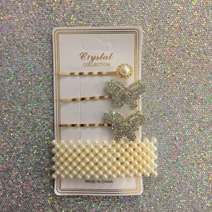 4-Piece Butterfly & Pearl Hairpins